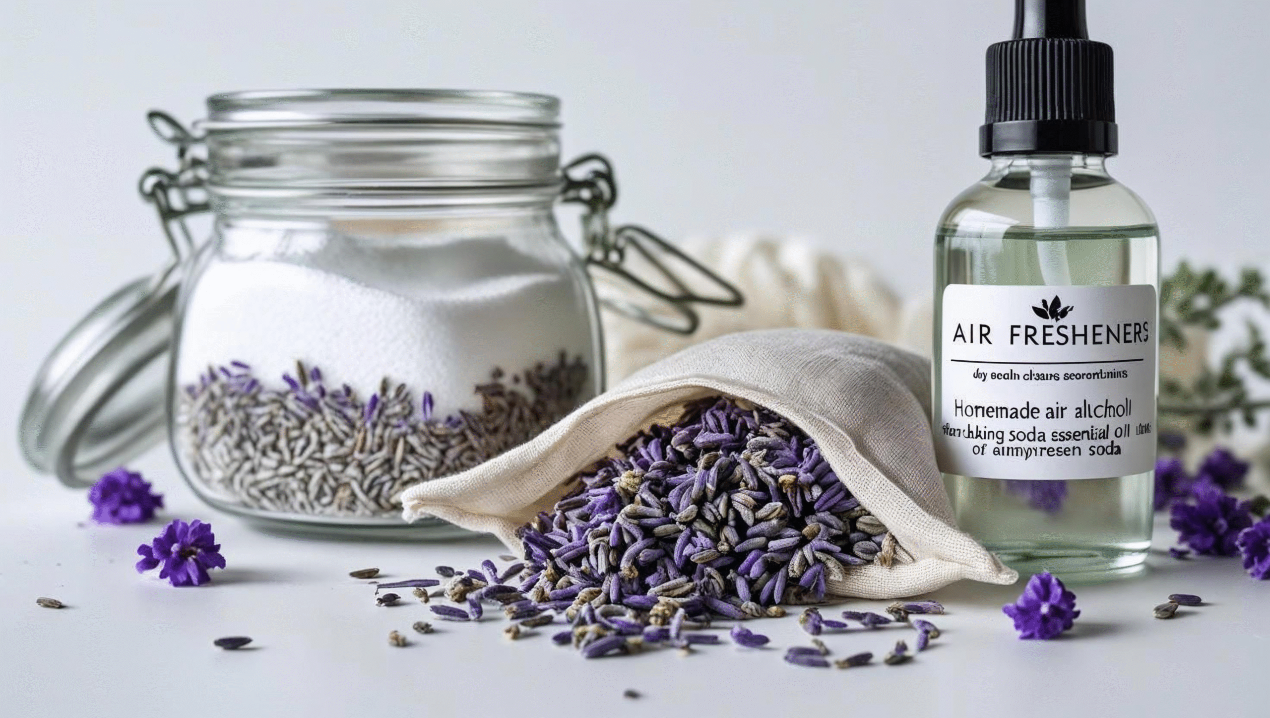 Sachê aromático de lavanda usado como aromatizador natural para banheiro