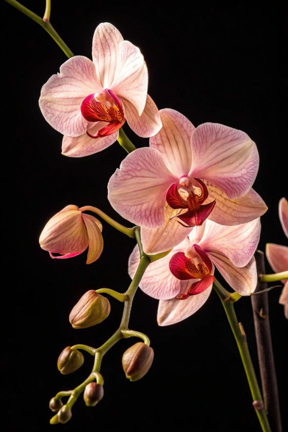 Orquídea Phalaenopsis rosa em vaso de vidro